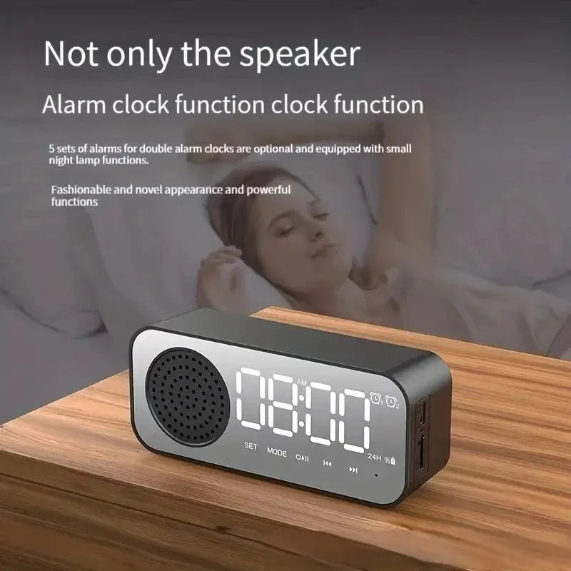 Bluetooth Wireless Audio Office Alarm Clock Mini LED Mirror Digital