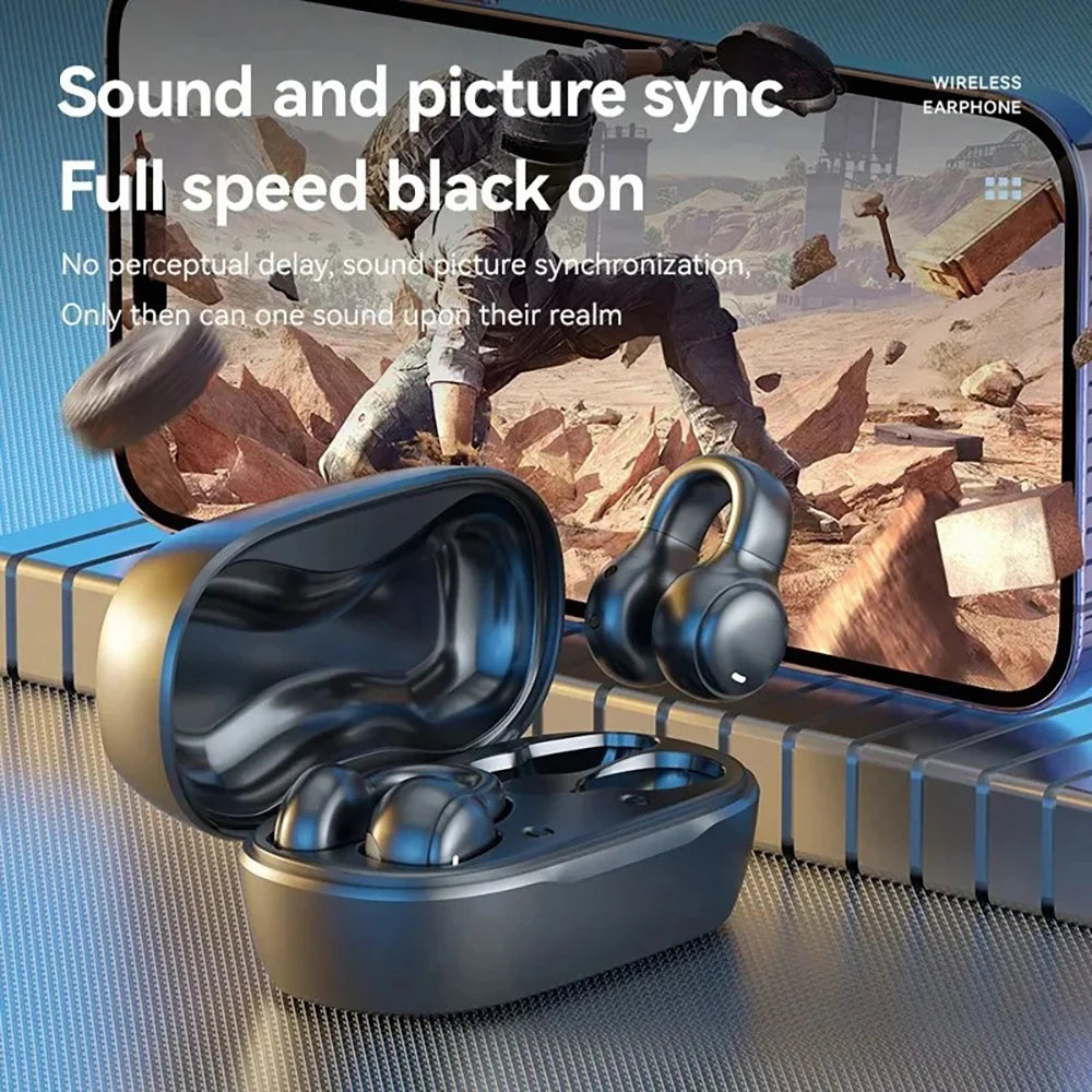 KEBIDUMEI Bluetooth 5 4 Headphones Mirror Digital Display Ear Clip