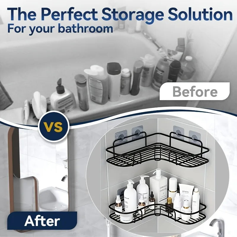 Punch-free Corner Shelf Bathroom Wall-mounted Rack Toilet Shampoo