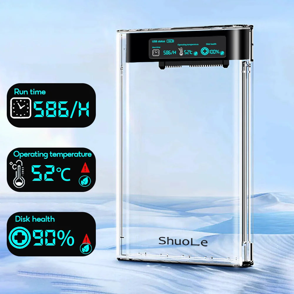 USB3.2 External HDD Case 5Gbps 2.5 Inch Transparent Hard Disk Case Hard Drive Enclosure SATA HDD SSD Storage Case for Laptop PC Zpaxo