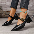 2025 New Women Pumps Comfort Spring Dress Heel Women Designer Pointed Toe Single Shoes High Heeled Mary Jane Shoes Women Zpaxo black 36