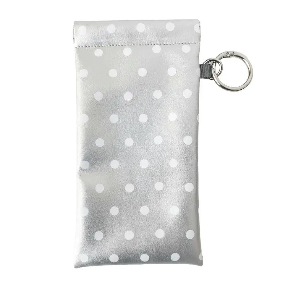 Polka Dot Eyeglasses Case Pouch with Cleaning Cloth & Clip Eyeglasses Case Pouch Zpaxo Gray