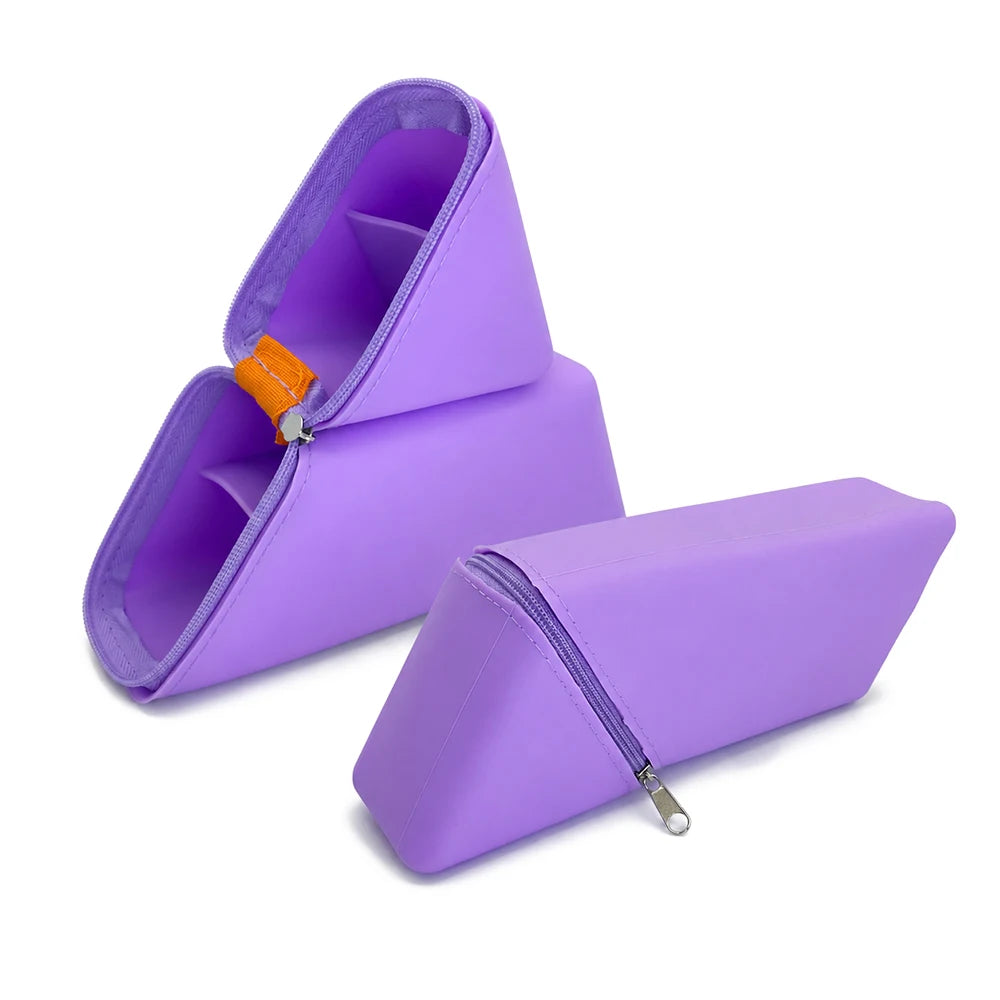Stylish Portable Silicone Pen Holder Foldable Desktop Organizer Multi-Purpose Pencil Cup For Office School Supplies Stationery Zpaxo Purple