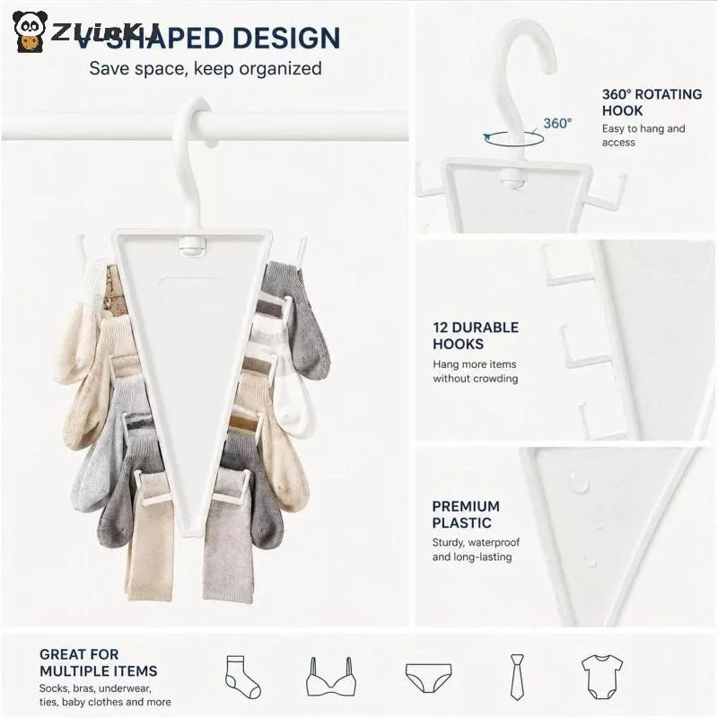 V-shape Multi Hook Clothes Hanger Organizer 12 Hooks Space Saving Zpaxo