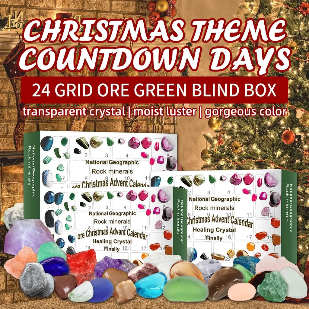 24 Days Blind Box Lattice Natural Healing Stone Green Christmas Ore