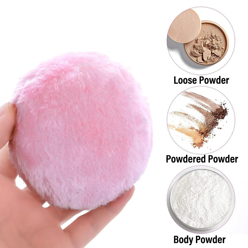 Large Fluffy Powder Sponge Puff Ultra Soft Washable Reusable Velour Zpaxo