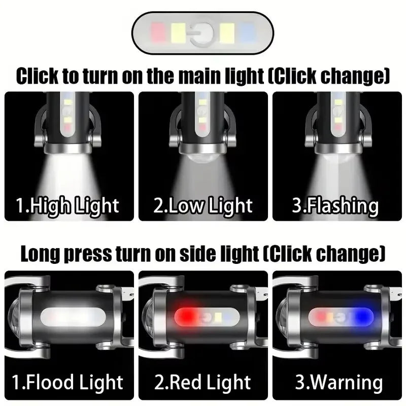 Mini Rechargeable COB Keychain Flashlight – 6 Modes, IPX6