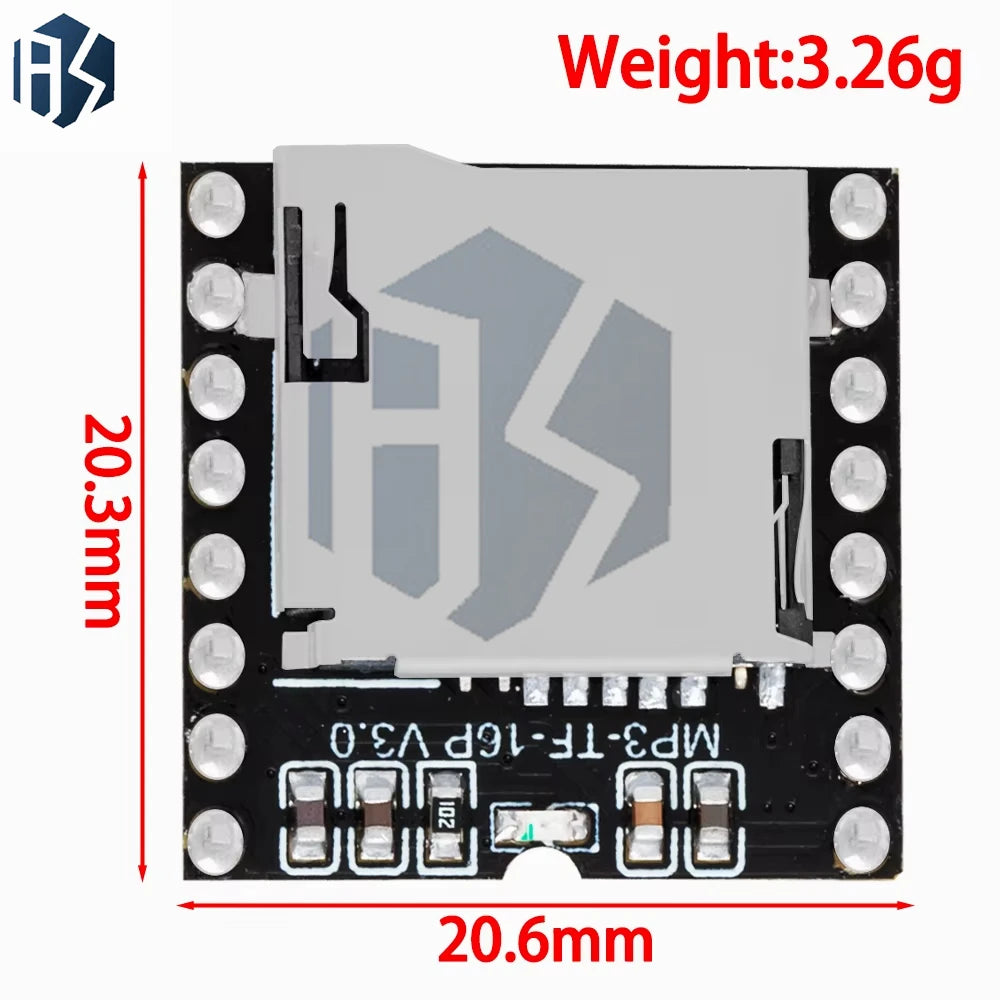 JQ6500/WTV020/GPD2846A Mini MP3 Player Modules – TF Card Sound/Voice Modules for Arduino (with GM Power Supply Module) Zpaxo