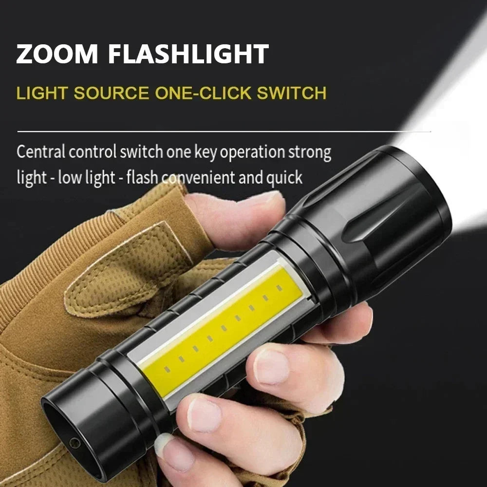 KDULIT COB+LED USB Rechargeable Zoomable Camping Flashlight