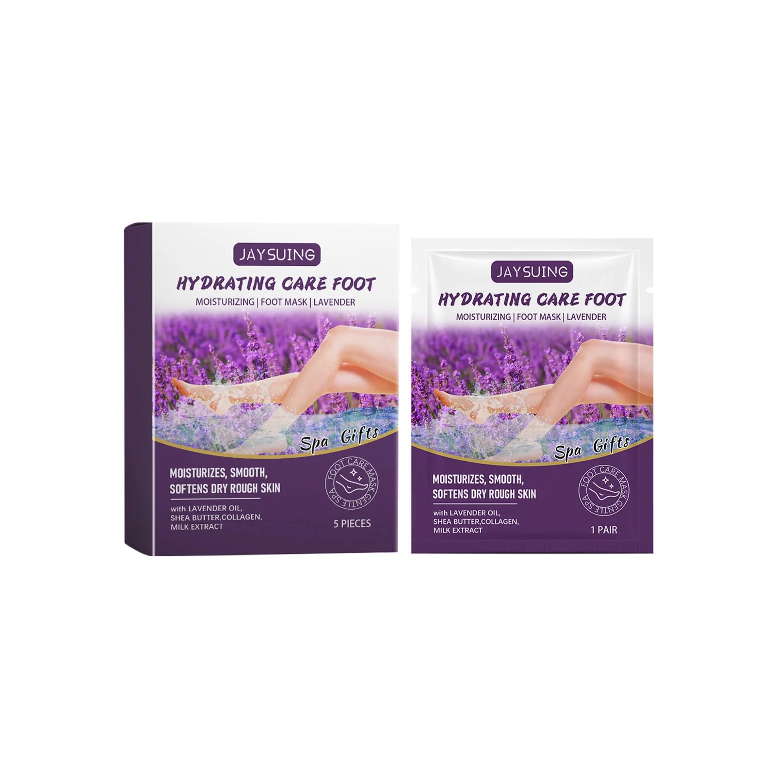 Jaysuing Exfoliating Foot Mask – Remove Dead Skin & Moisturize (5pcs) Foot Peel Mask Zpaxo Lavender 5pcs