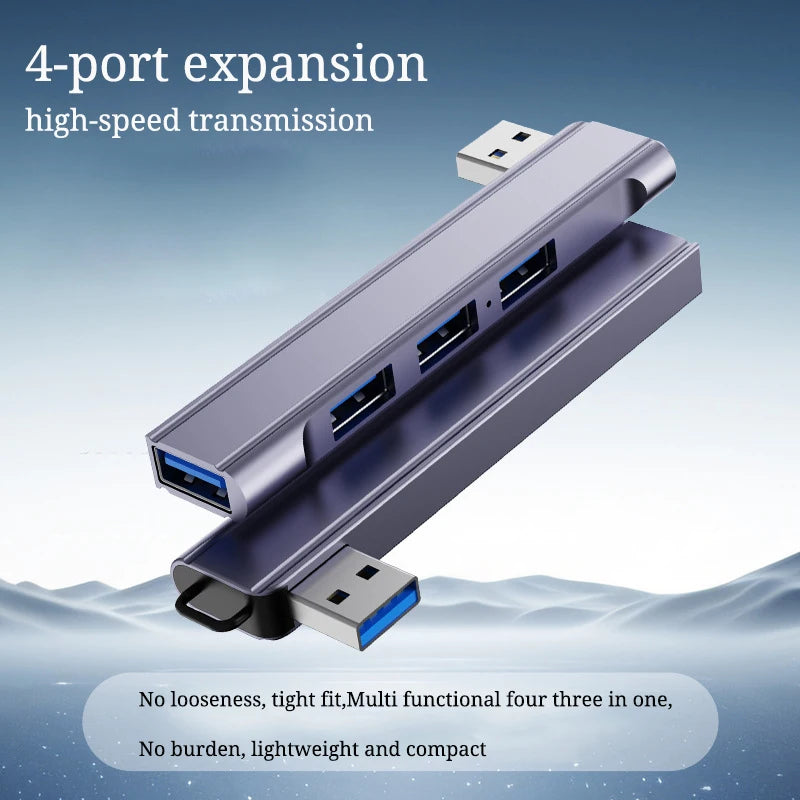 Laptop USB HUB Splitter Aluminum Extender Four Port Side Bending Zpaxo