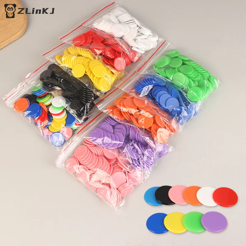 100Pcs/pack 25MM Plastic Montessori Learning Education Math Toy Plastic Poker Chips Bingo Chip Markers Token Zpaxo