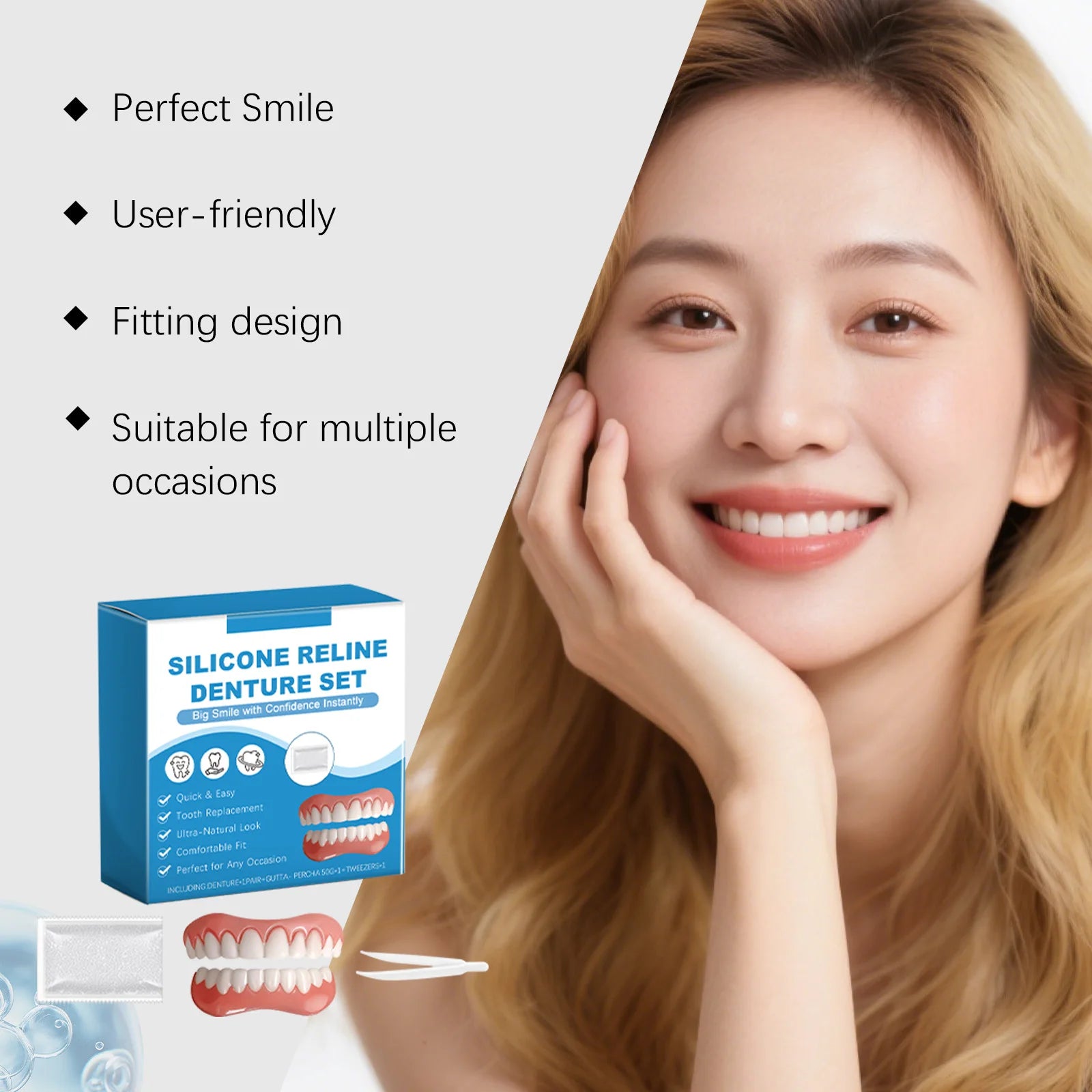 Silicone Reline Denture Kit – Fake Teeth Repair Set Denture Repair Kit Zpaxo