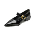 Women French Pointed Toe Mary Jane Shoes Block Heel 2025 Single Strap Zpaxo 108-8 Black 36 China Mainland