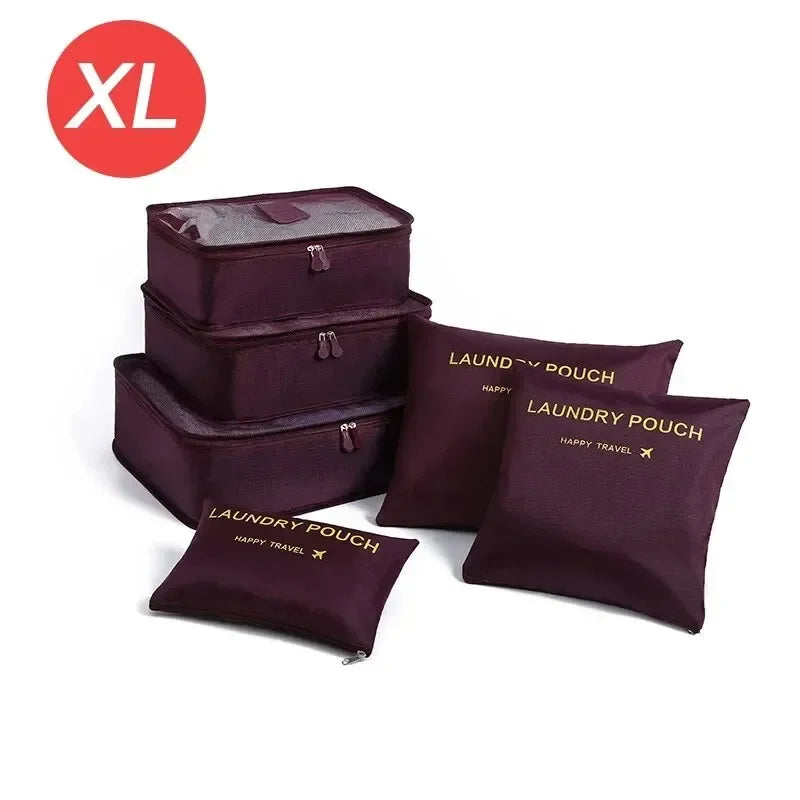 Home Travel 6-piece Clothing Storage and Organizing Bag Thickened Cosmetics Storage Bag Foldable Business Travel Storage Bag Zpaxo XL-Wine red