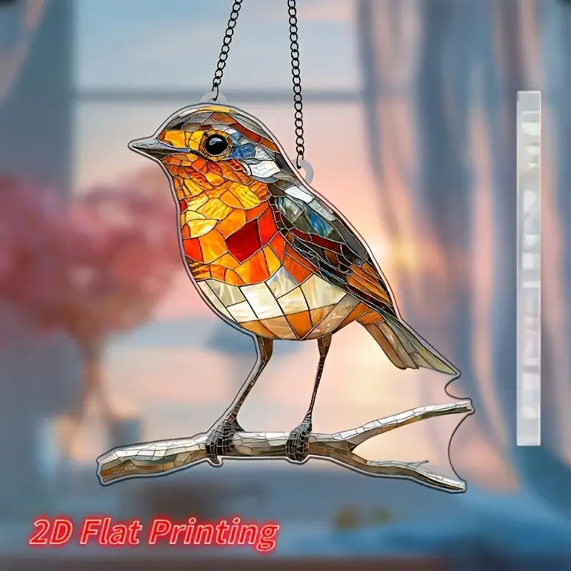 2D Flat Acrylic Robin Sun Catcher (8"x8") - Wall Decor for Kitchen, Farmhouse, Garden - Perfect Gift for Bird & Animal Lovers Zpaxo
