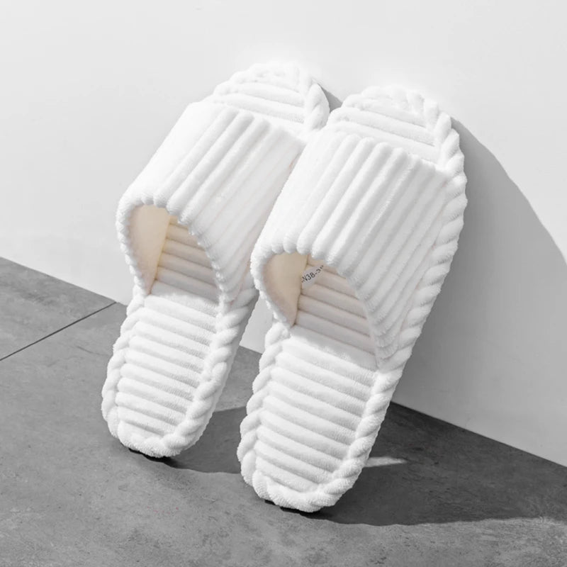 Men's Open-toe Flat Slippers Spring Fall Indoor Bedroom Breathable Zpaxo WHITE 38-39