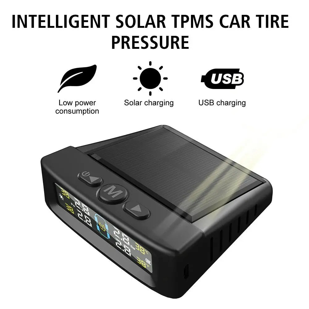 Wireless Car Tire Pressure Monitor Solar USB Powered Digital Display Zpaxo