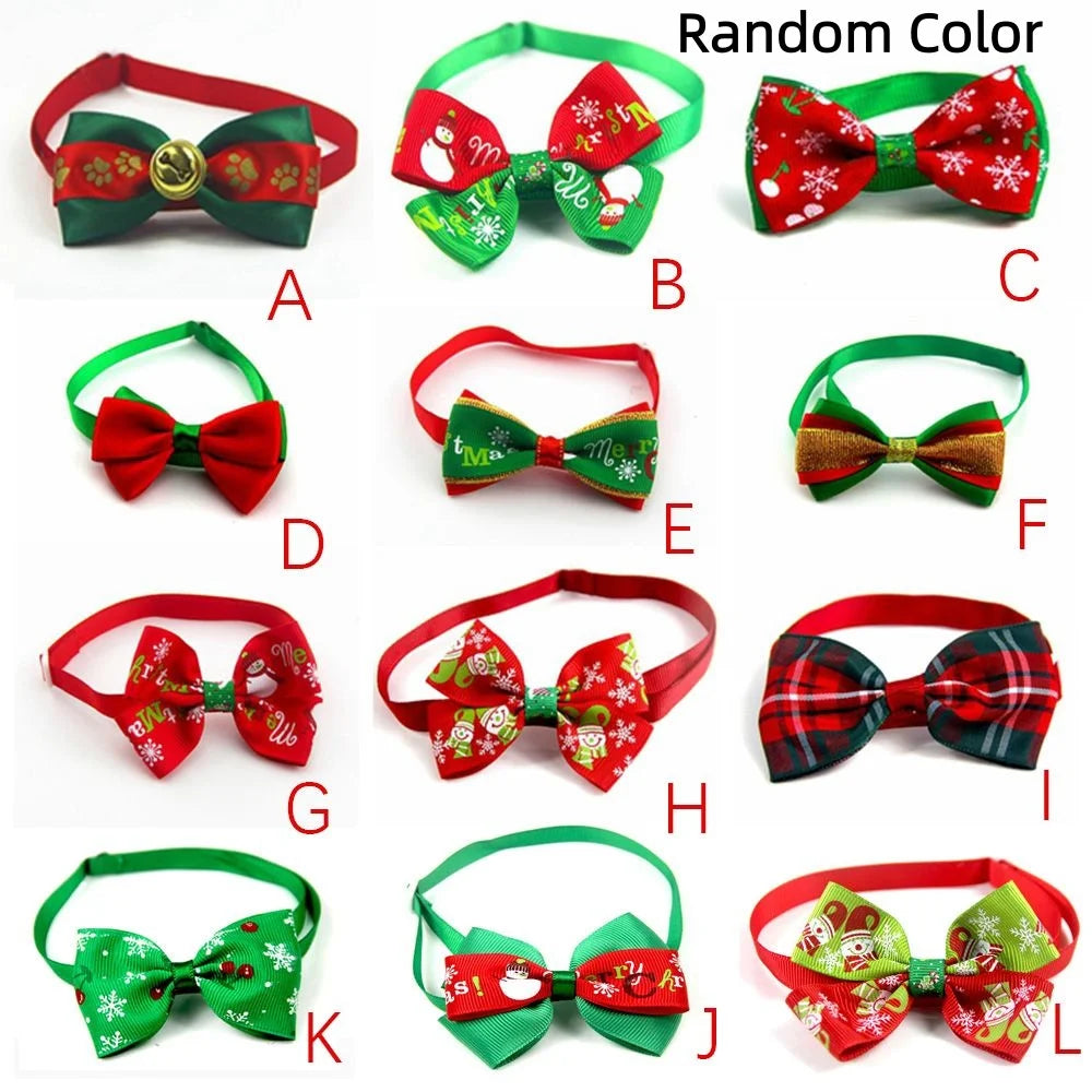Pet Cat Christmas Collar Birthday Gifts Bowknot Neck Strap Costume