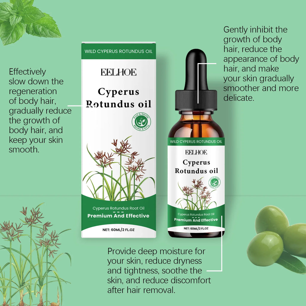 Eelhoe Cyperus Rotundus Hair Inhibitor Oil 60ml | Body Hair Serum Hair Inhibitor Serum Zpaxo