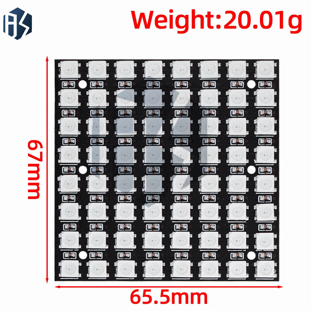 WS2812 8x8 RGB LED Matrix 64 Programmable 5050 Addressable LEDs Zpaxo
