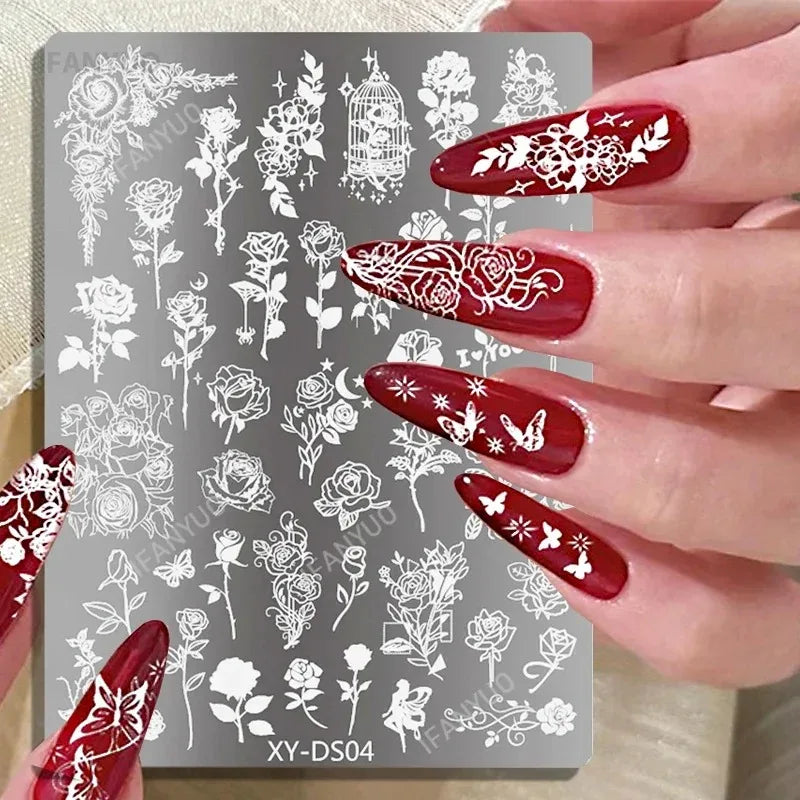 Lace Castle Nail Stamping Plates Ghost Skull Moon Star Butterfly