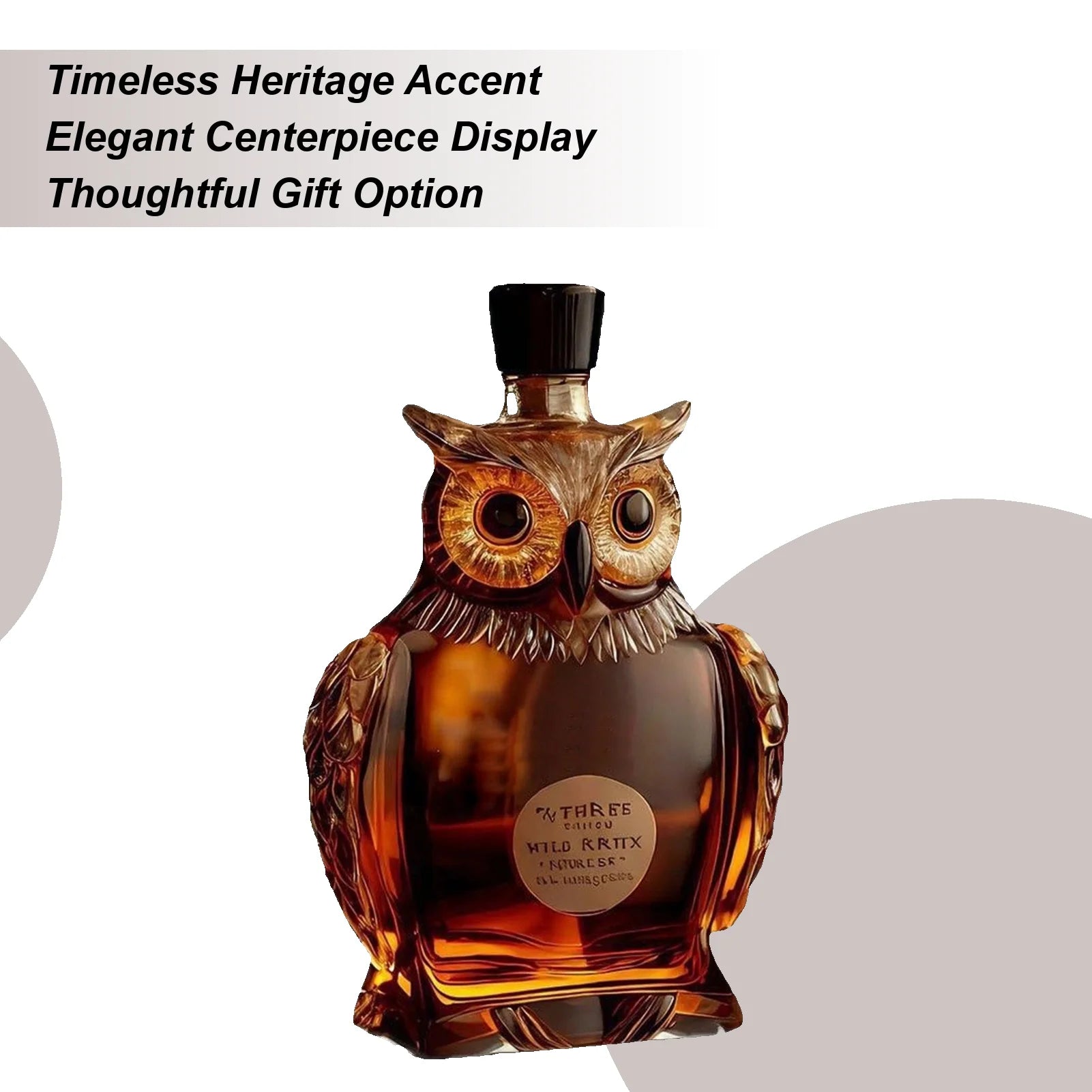 Whiskey Decanter Bottle Owl Shape Vintage Wine Glass Father Boyfriend