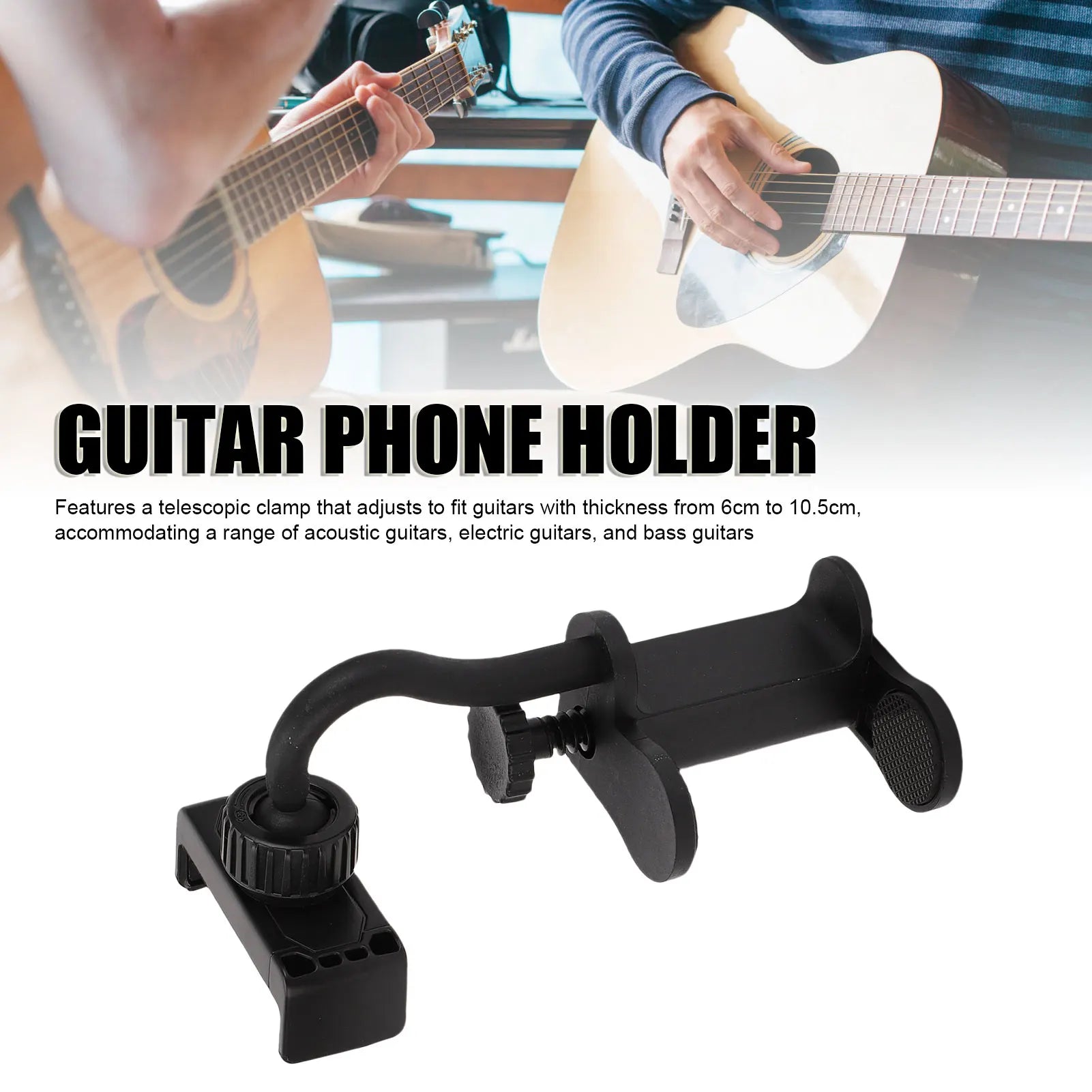 Guitar Phone Holder Adjustable Clamp Mount Smartphone Stand 6- Thick