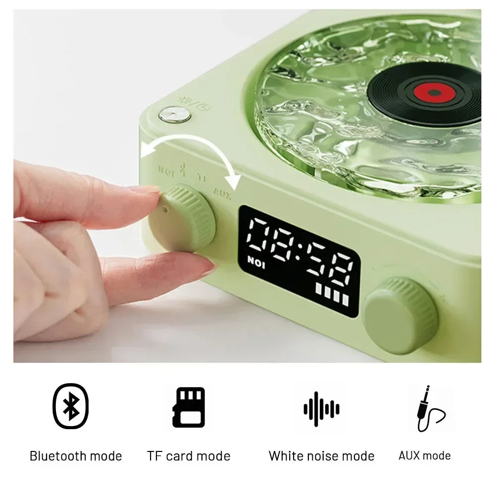 Waves Vinyl Player Bluetooth Speaker with White Noise Retro Turntable Speaker Sleep Aid Vitrola Shaped Speaker with RGB Light Zpaxo