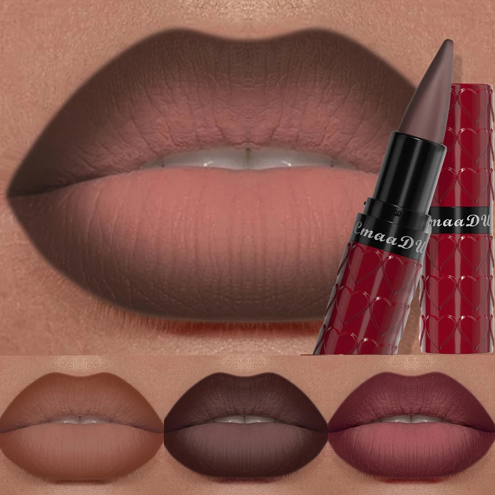 8 Colors of Velvet Matte Lipstick Pen Waterproof Long-lasting Easy-to-Apply Tapered Pointed Rotating Moisturize Lip Gloss Makeup Zpaxo