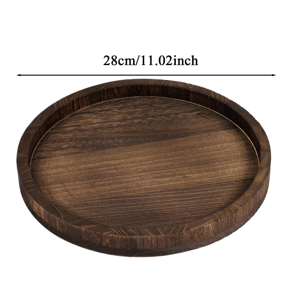Table Wood Tray Rustic Wooden Display Stand Candle Plate Holder Soap