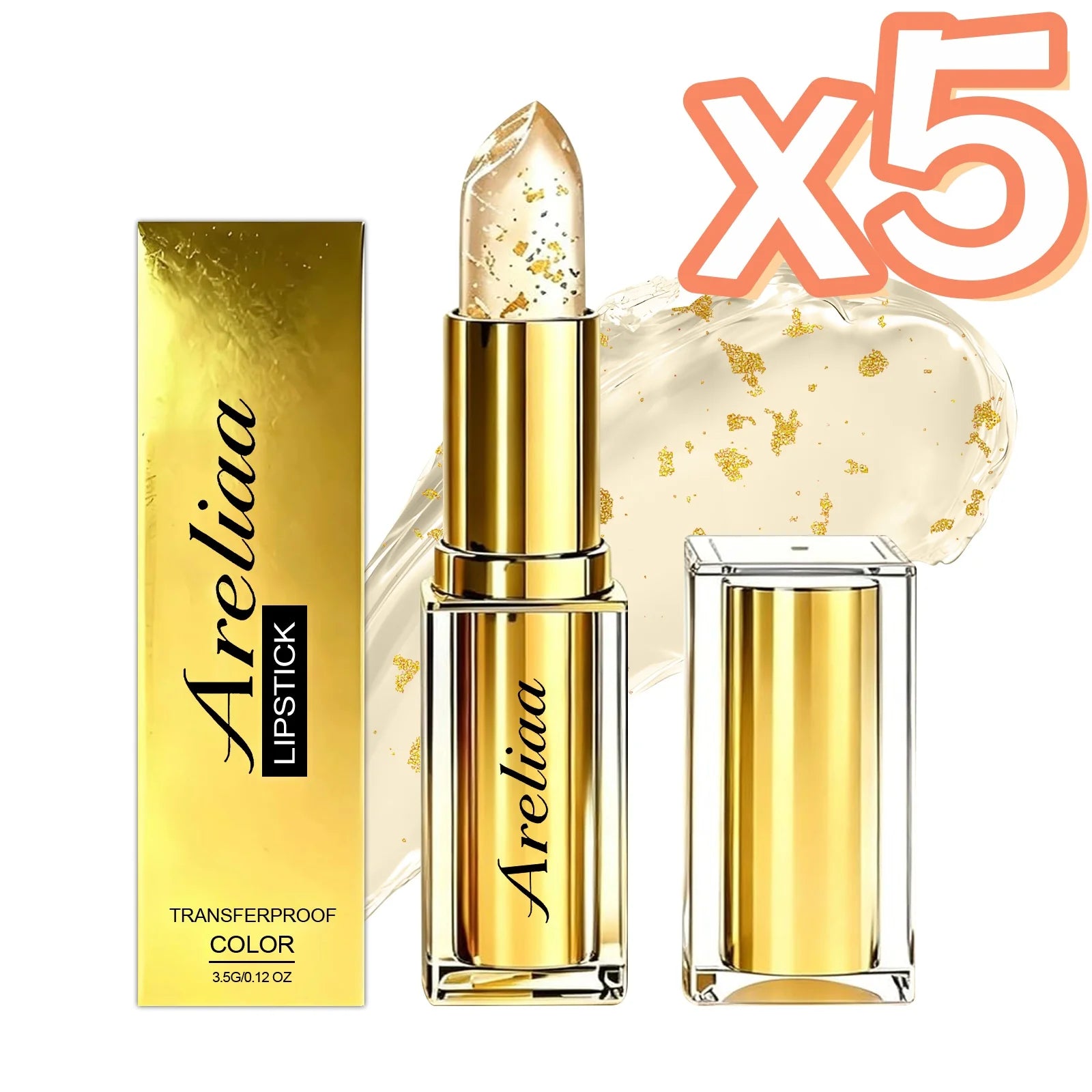 Gold Foil pH Color Changing Lip Balm | Moisturizing Lip Gloss Color Changing Lip Gloss Zpaxo 1pc Boxed x 5