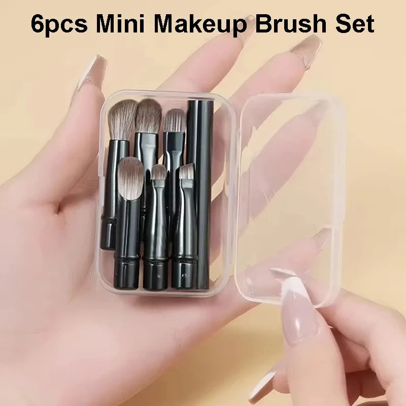 Mini Travel Makeup Brushes Box Portable Cosmetic Powder Foundation