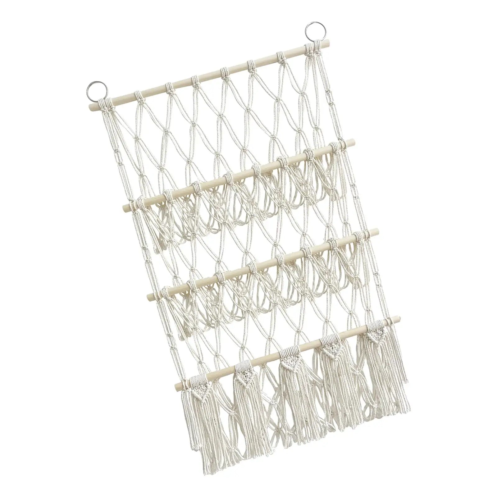 Stuffed Animals Storage Hammock with Tassels Macrame Organizing Plush Toy Organizer Handwoven for Home Decor Nursery Playroom Zpaxo style B