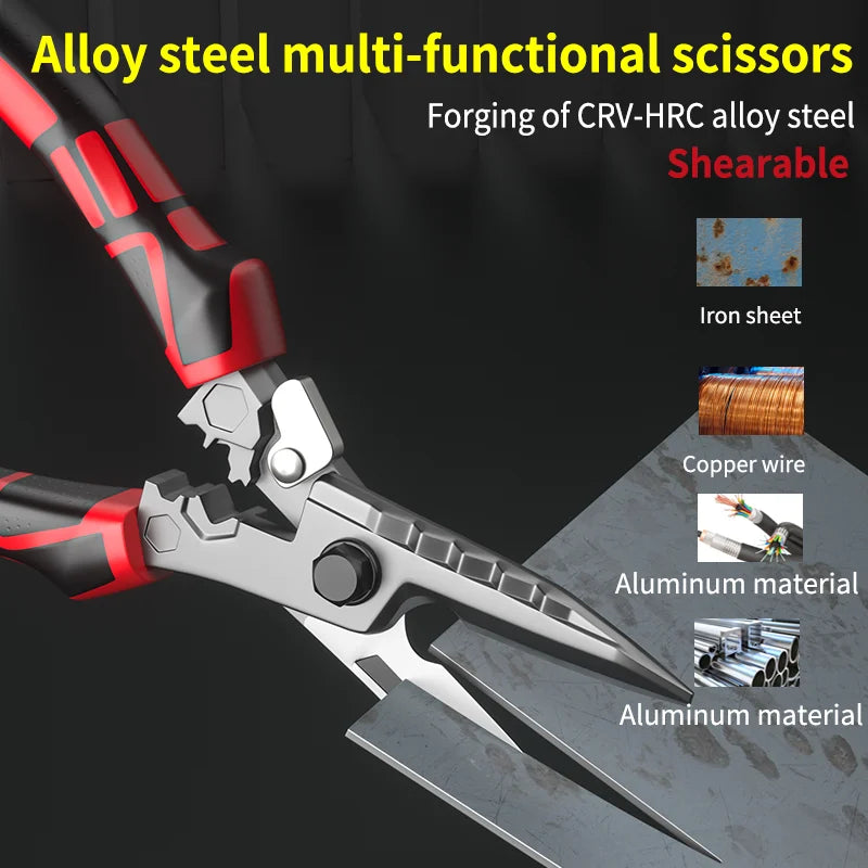 Multi-Functional Electrician Scissors, Crimping Wire Cutting Tool with Wrench Function for Metal Sheet and Cable Cutting Zpaxo