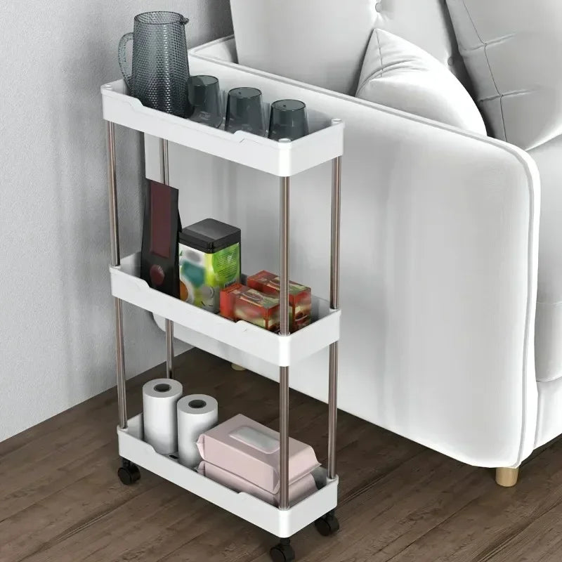 Space-saving Mobile Shelving Unitslim Rolling Storage Cart Wheels