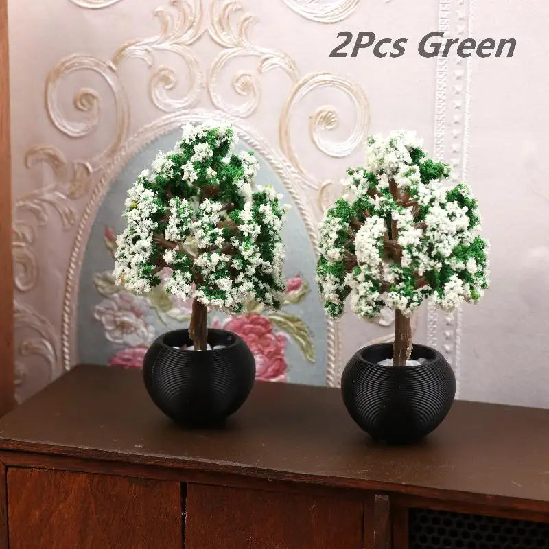 ▶2Pcs 1/12 Dollhouse Simulation Flower Pot Model Doll Home Miniature Potted Plants Garden Ornament Micro Scene Decor Zpaxo A2