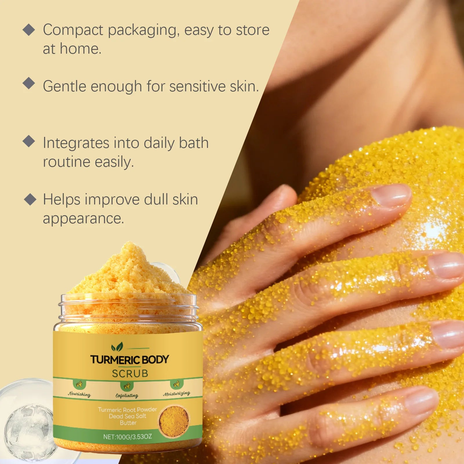 Turmeric Sea Salt Body Scrub – Exfoliate, Brighten & Unclog Pores Body Exfoliating Scrub Zpaxo