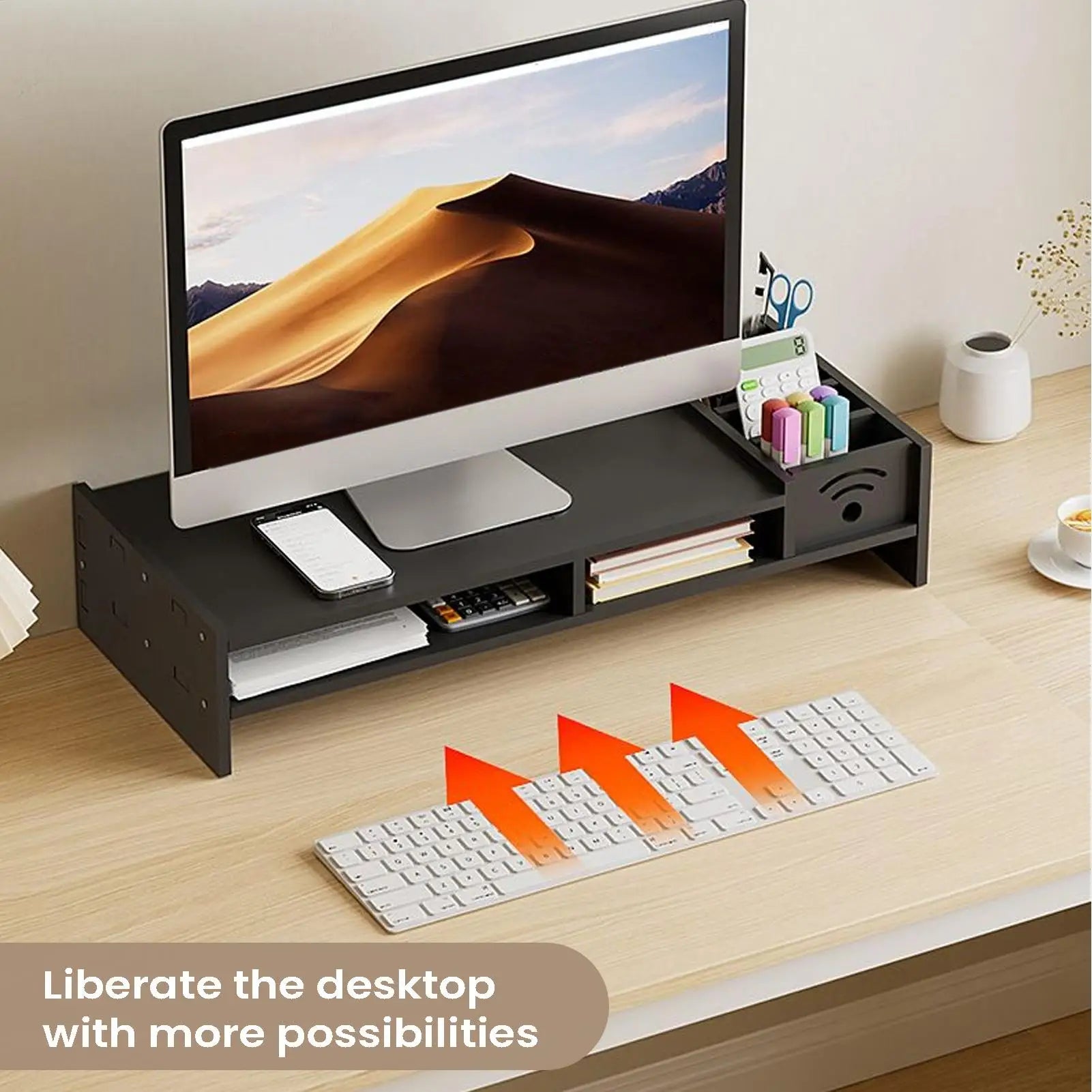 Monitor Stand Desk 2 Tier Ergonomic Shelf Height Riser Storage