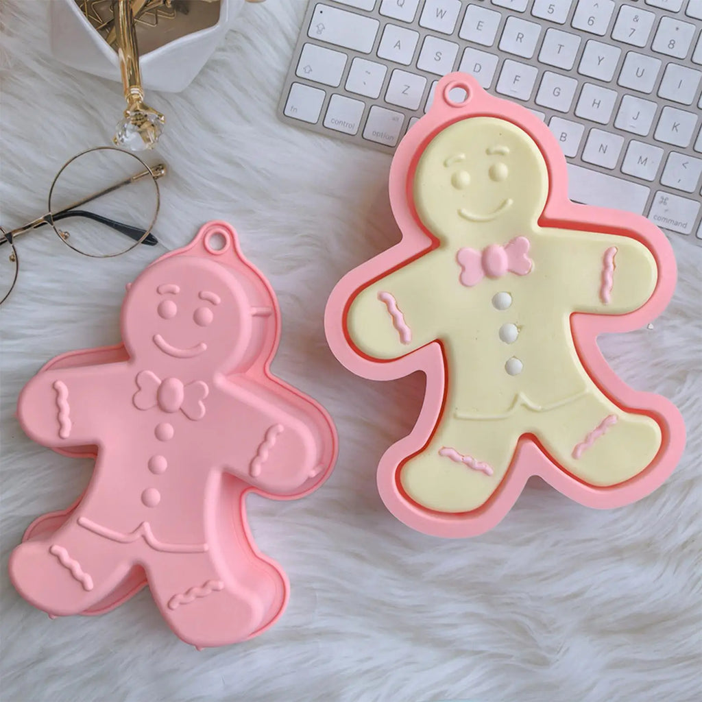 3D Silicone Gingerbread Man Baking Mold Non Stick Christmas Tray Cake