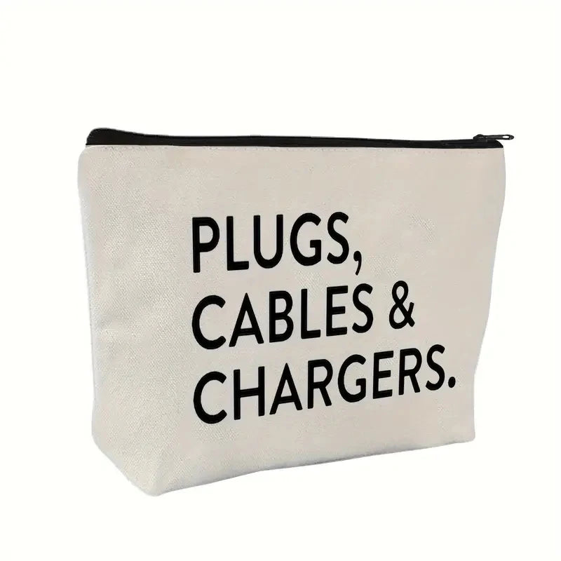 Canvas charger cable storage bag, tool and accessory storage bag, storage coin purse. Zpaxo WHITE