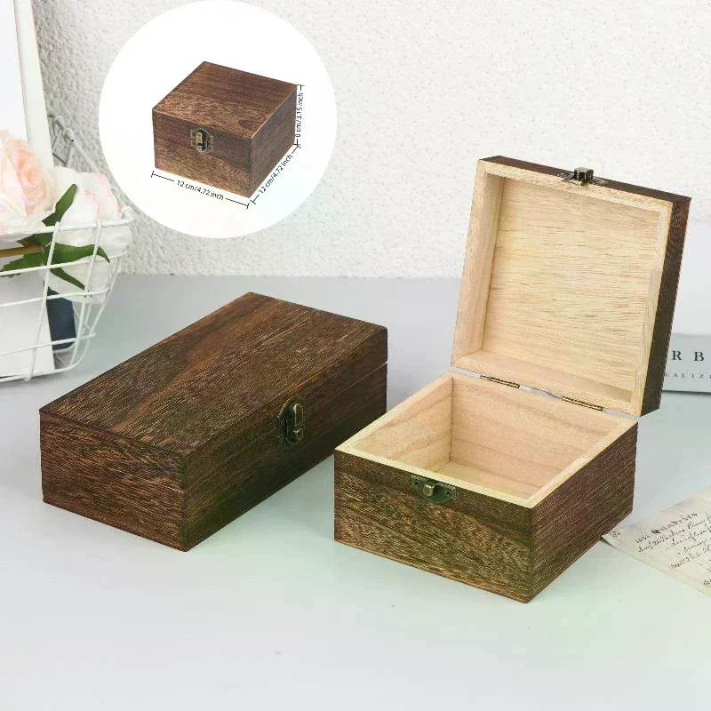 Rectangular Wooden Storage Box Retro Jewelry Desktop Home Decoration Zpaxo
