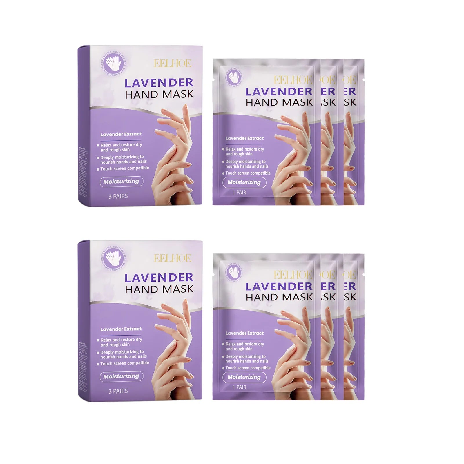 Lavender Moisturizing Hand Mask Nourishing Exfoliating Remove Dead Skin Brightening Niacinamide Hand Care for Soft Smooth Skin Zpaxo 2 x 3Pcs Boxed