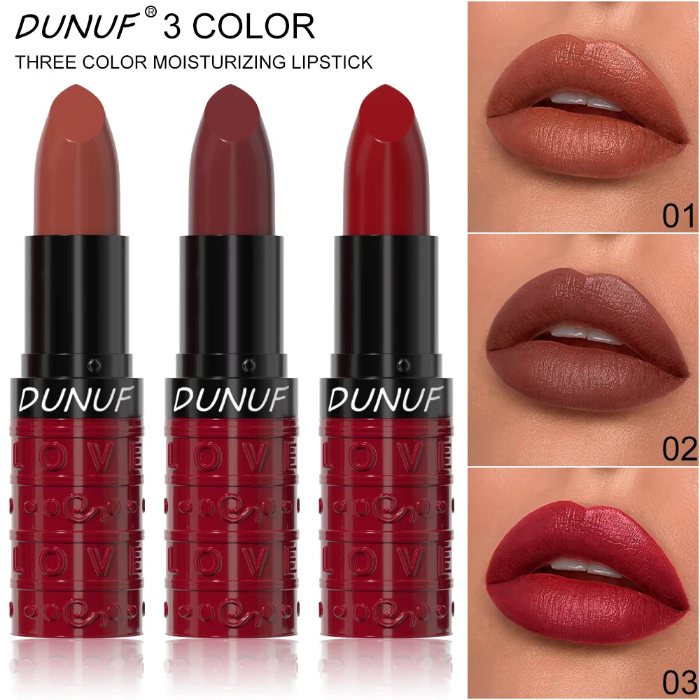 3Colors Velvet Matte Lipstick Waterproof Long Lasting Non Transfer Lip Gloss Hydrating Moisturizing Zpaxo