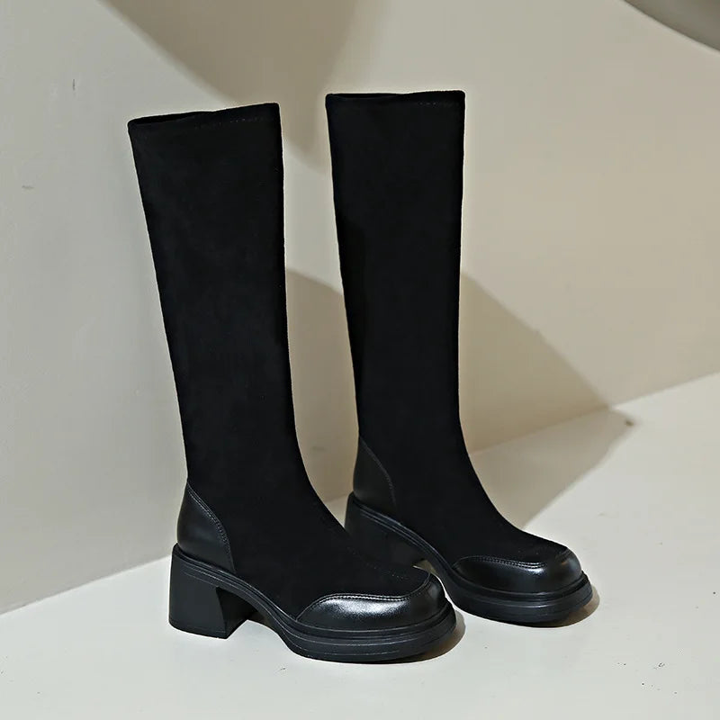 CINESSD 2023 Autumn Winter British Knight Boots French Elastic Zpaxo