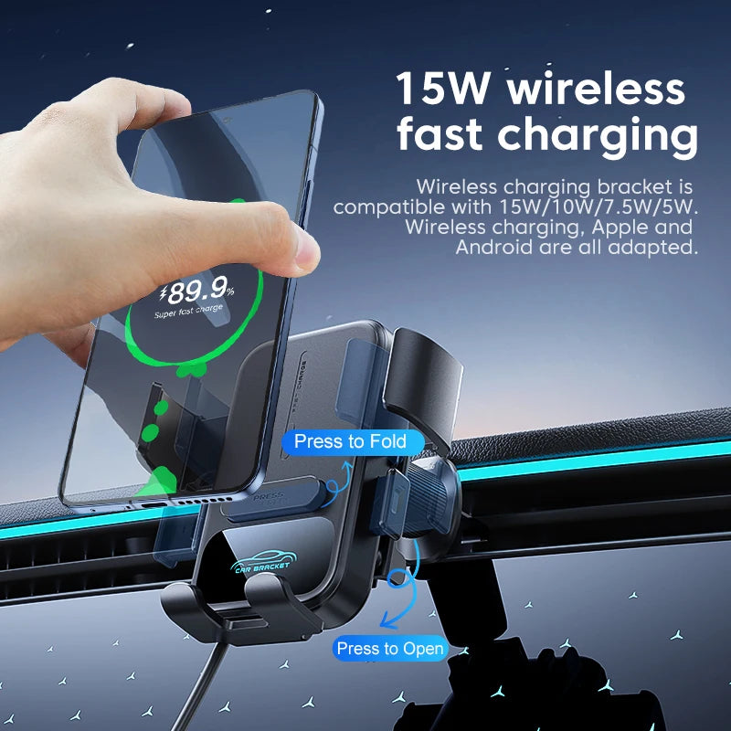 UYUXIO Wireless Car Charger Fast Charging Manual Clamping Air Vent