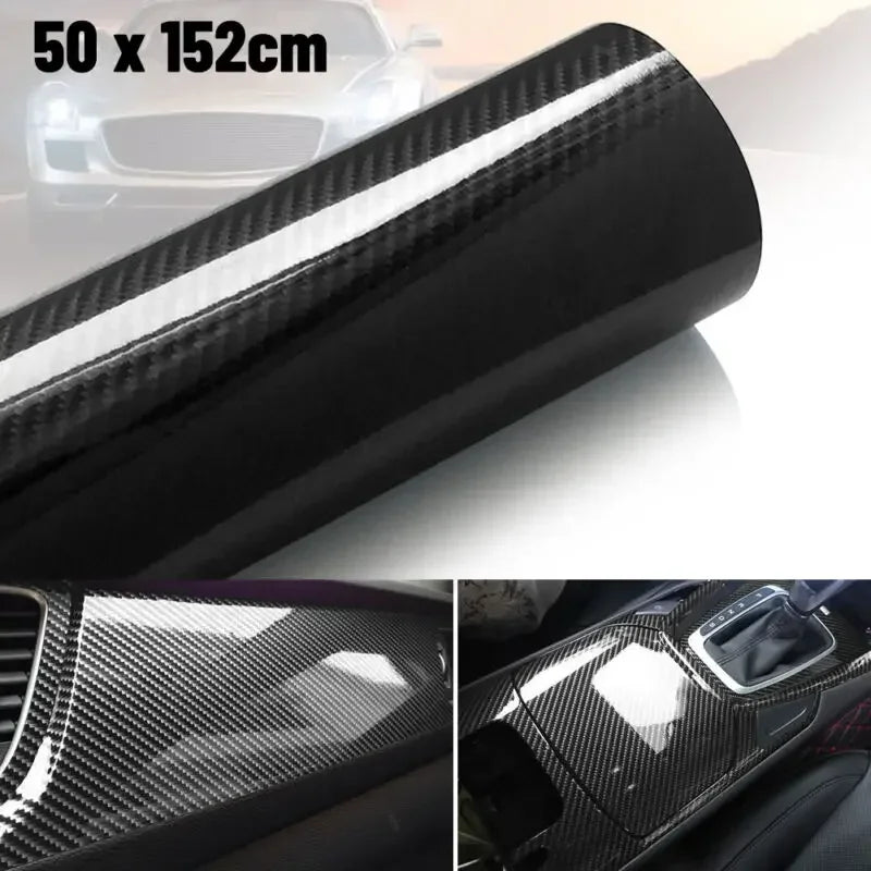 DIY Protection Waterproof Decal 6D Car Interior Wrap Sticker Glossy Zpaxo Black-50X152cm