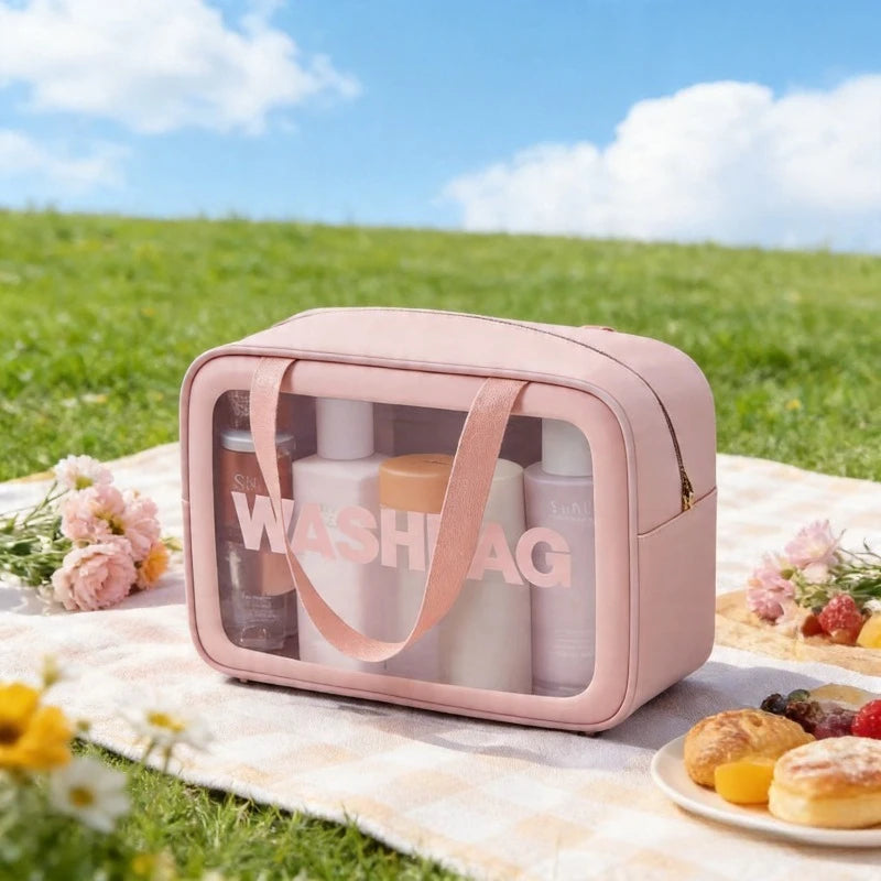 Toiletry Bag Transparent Window Spacious Easy-clean Travel Gym Daily
