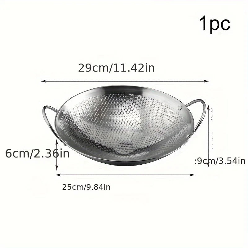 Stainless Steel Honeycomb Skillet Non-stick Handle Scratch-resistant