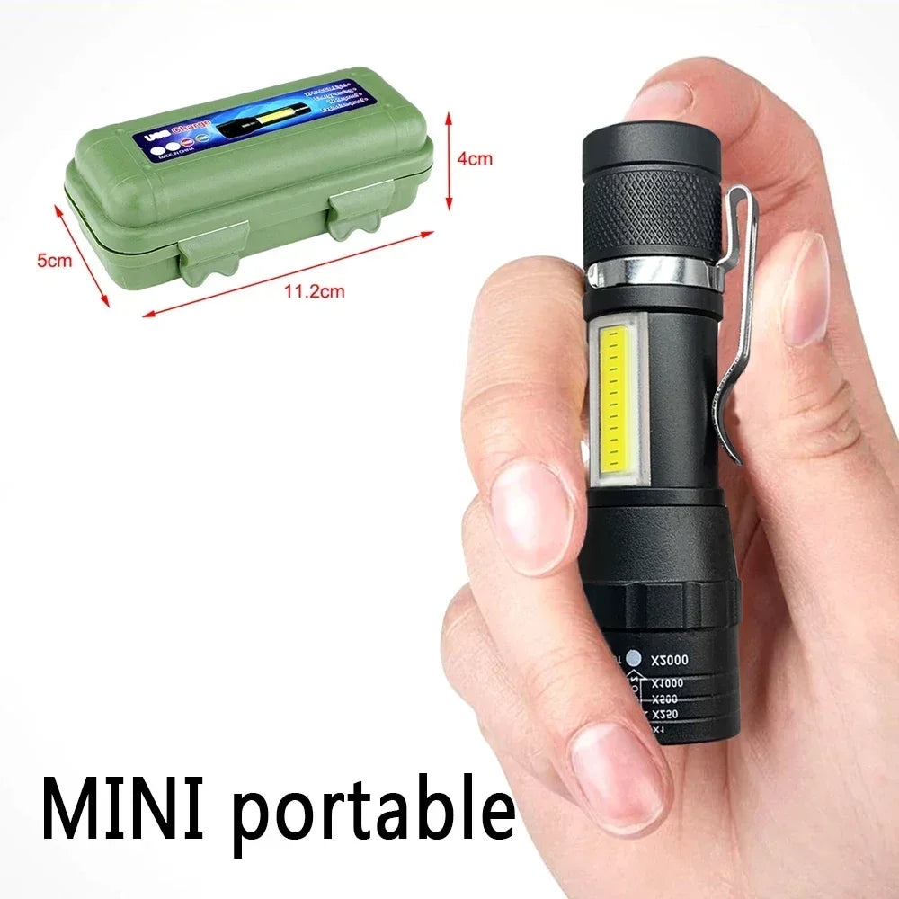 ESMARTER XPE COB LED Rechargeable Zoomable Flashlight 3-Mode